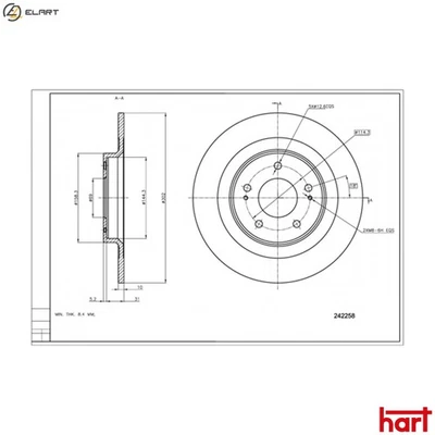 2x BRAKE DISC 242 258 FOR MITSUBISHI OUTLANDER/III/Van ECLIPSE/CROSS ASX 1.8L - Image 1 of 4