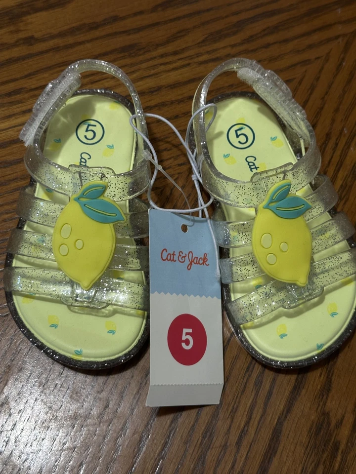 NUEVO CON ETIQUETAS Niñas Pequeñas Talla 7 CAT & JACK Delia Jalea de Limón Pescador Sandalias Zapatos Foto 1 de 4
