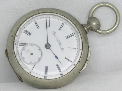 ANTIQUE 1871 GM WHEELER ELGIN NATIONAL KEYWIND SILVEROID POCKET WATCH, REPAIR ME - Image 1 of 4
