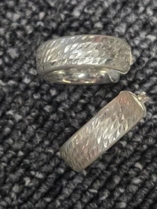 MILOR 950 SILVER (Better Than Sterling) DIAMOND CUT HOOP EARRINGS Sparkle PUFFY - Picture 1 of 5
