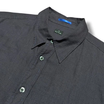 Camisa de lino Paul Smith para hombre talla grande púrpura oscuro ventilada botón trasero delantero. Foto 1 de 4