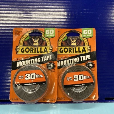 2Z Gorilla Heavy Duty Double Sided Mounting Tape, 1" x 60", Black -Open Box - Image 1 of 2