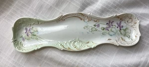 Vintage Celery/Serving Dish Purple Flowers & Gold Details 9.2” Long - Picture 1 of 9