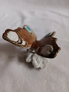 Ens mariposa grande antigua color estampado en flores brotes hojas - Imagen 1 de 10