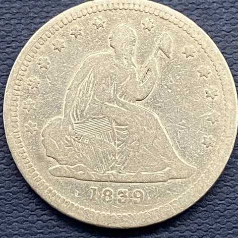 1839 Seated Liberty Quarter 25c Circulated #54522 Cover