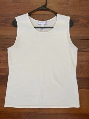 Top Susan Graver Estilo She’ll M Marfil Brillo Brillo Capas Pieza Sin Mangas Foto 1 de 4