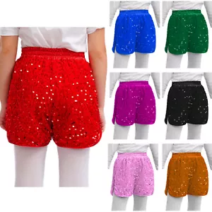 Kids Girls Dancewear Birthday Costume Elastic Shorts Carnival Sparkling Jazz - Picture 1 of 90