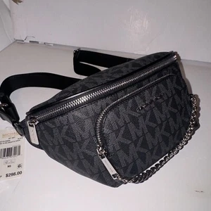 Nuevo Mensajero con Logotipo Michael Kors con Cadena Jet Set Cuero Negro Precio de venta sugerido por el fabricante $298 - Imagen 1 de 8