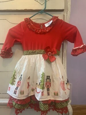 NUEVO Vestido de Navidad "BALLET CASCANUECES ROJO" Ediciones Raras Niñas Talla 4t Foto 1 de 4