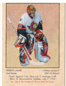 2002-03 (SENATORS) Parkhurst Retro Minis #138 Patrick Lalime