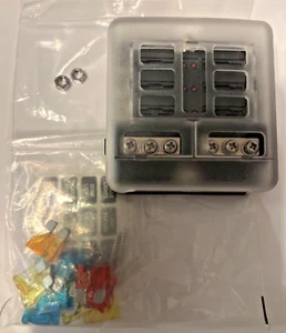 6 Way Car Boot Power Distribution 12-24V Blade Fuse Holder Box Block Panel Board - Picture 1 of 4