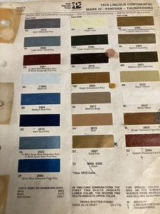 1974 LINCOLN AUTOMOTIVE P.P.G., DITZLER Exterior Paint Color Chip ORIGINAL - Imagen 1 de 1
