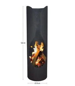 Masaya Black Gartenkamin Feuerstelle Terrassenofen Terrassenfeuer Säule - Bild 1 von 2