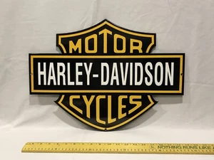 19.5”x14.5” Harley Davidson Motorcycle Porcelain Gas Bike Bar & Shield Logo Sign - Picture 1 of 2