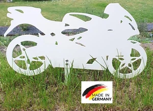 Gartenstecker Motorrad aus Metall, Gartendeko, in Weiss - Bild 1 von 3