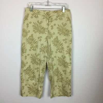 Pantalones Cortos Capri Clásicos Mujer Talla 12 Beige Floral Cintura Elástica A11 Foto 1 de 4