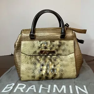 Brahmin Malia Summer Tortoise Crocodile Embossed Leather Purse Dust Bag - Picture 1 of 22
