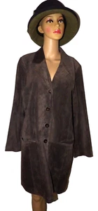 Dialogue braun Größe M Echtleder Wildleder Hemd Kleid Kragen Jacke Mantel - Bild 1 von 13