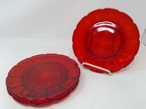 Set of 3 Fostoria RED Coin Glass Plates - Picture 1 of 7
