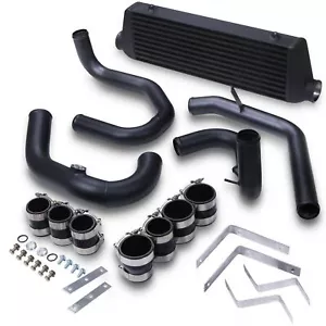BLACK ALUMINIUM FRONT MOUNT INTERCOOLER KIT FMIC KIT FOR AUDI A3 8L 1.8T - Foto 1 di 6