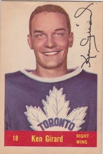 Ken Girard Signed 1957-58 Parkhurst Card #18 Toronto Maple Leafs