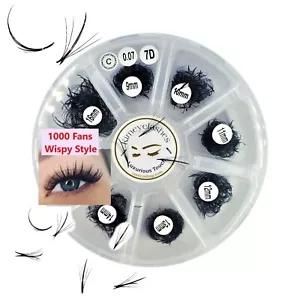Ventiladores sueltos de volumen 5D Wispy 1000 prefabricados extensiones de pestañas negras profesionales mixtos - Imagen 1 de 15