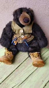 Build a Bear Black Bear Plush Work Boots Tool Best Vest - Picture 1 of 11