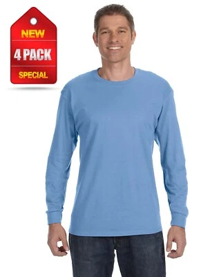 NEW 4 Pack Gildan Men's Heavy Cotton 5.3 oz Long Sleeve T-Shirt P4-G540 - Image 1 of 2