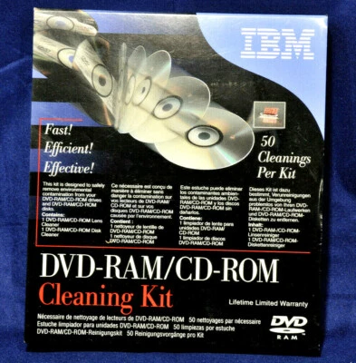 IBM DVD-RAM CD-ROM Kit de Limpieza 19P0489 H5 50 Limpieza Nuevo DVD CD Foto 1 de 4