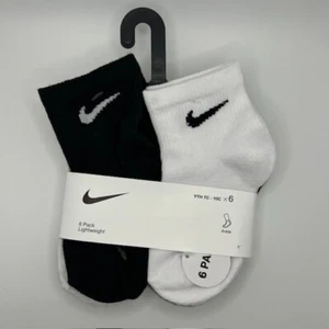 Nike Kids Lightweight Ankle Socks 6-Pack Size 4-5 (7C-10C) White/Grey/Black NWT - Picture 1 of 3