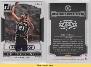 2014-15 Panini Donruss Court Kings Press Proof Blue /99 Tim Duncan #11 HOF