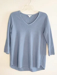 J Jill Strickoberteil Damen Größe S Blau Baumwollmischung Pullover Kurzarm V-Ausschnitt - Bild 1 von 12