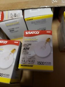 Satco S3823 40 Watt G16.5 120v Clear Incandescent  lot of 10 Globe Lightbulbs