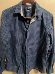 Michael Kors Button Up Shirt Mens XL Check Plaid Long Sleeve Blue Tailor Fit. C1 - Picture 1 of 6