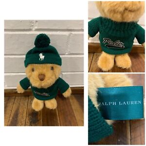 7.5” Ralph Lauren Polo Teddy Bear Plush Green Sweater Hat 2021