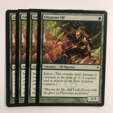 4X GLISTENER ELF - MTG New Phyrexia - COMMON - Infect LIGHTLY PLAYED X4 PLAYSET