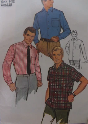 CAMISA DEPORTIVA CÓNICA PARA HOMBRE Simplicity 7745 vintage años 60 patrón costura pecho 36" SIN CORTAR Foto 1 de 4