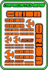 TEAM ORION RC STICKERS ESC MOTOR BRUSHLESS VORTEX CAR BUGGY JSPEC ORANGE BLACK  - Picture 1 of 8