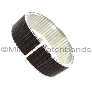 18-22mm Speidel Mens Thinline Twist-O-Flex Silver Tone Brown Romunda Band 132802 - Picture 1 of 3