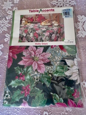 Mantel de vacaciones rojo y blanco flores de pascua 60x102" oblongo nuevo con etiquetas Foto 1 de 4