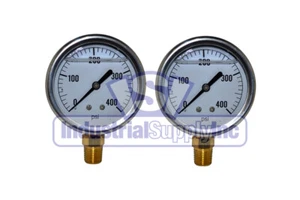 Liquid Filled Pressure Gauge | 0 to 400 PSI | 2-½" | 1/4" NPT | Single Scale 2PK - Picture 1 of 2