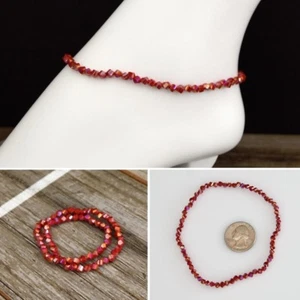Angle Cut Crystal Beads Stretch Ankle Bracelet - Picture 1 of 18