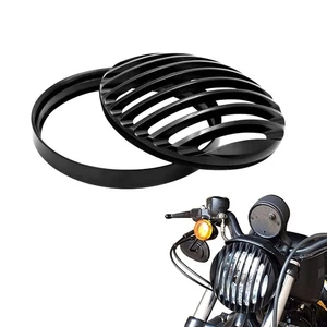 Black Aluminum Headlight Grill Cover 5 3/4 Inch For Sportster - Picture 1 of 6