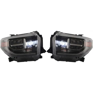 For Toyota Tundra Headlight 2018 2019 2020 Pair Driver & Passenger Side Halogen - Picture 1 of 7