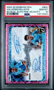 2024-25 Donruss Federico Valverde/Facundo Pellistri Dual Auto Pink Vlcty. PSA 10 - Picture 1 of 2