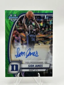 Bowman U 2024-25 Cromo Sion James 1er Brillo Verde Automático #63 Duke Rookie SP RC - Imagen 1 de 11