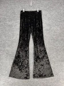 SHEIN Black Velvet High Waisted Flare Pull On Pants Women’s L Retro Artsy Hippie - Picture 1 of 12