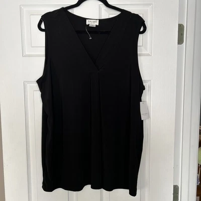 Blusa Regata Elan + Grace Decote V Preta Nova 2x - Imagem 1 de 4