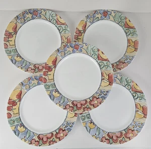 Juego de 5 platos de cena acuarelas CORELLE 103/4" frutas y flores Vitrelle EE. UU. - Imagen 1 de 8