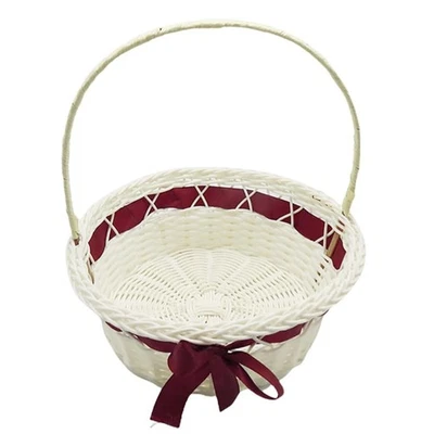 Cesta de almacenamiento de mimbre rústica tejida a mano para flores de boda con asa para... Foto 1 de 4